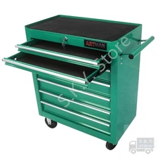 Mechanics Tool Cart, 7 Drawers, Steel Storage Cabinet WITH WHEELS, Green
