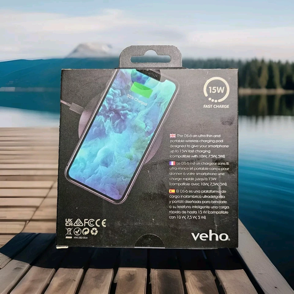 Veho DS-6 Qi 15W Wireless Charging pad | Qi Wireless Charging | Super Fast 15W - Image 2 of 2