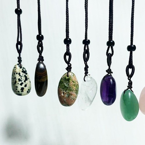 Natural Gravel stone polishing Pendant Materials Crystal Necklace Rough Stone - Picture 6 of 28