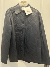 The Row Bastian Quilted Leather Coat Size 6 Navy Retails $4950! Nwt