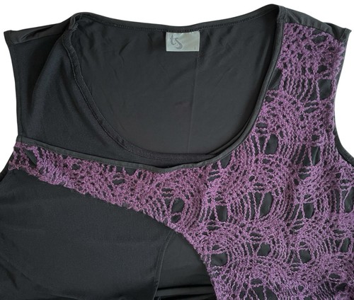 TAKING SHAPE Sz L (18-20) Black/Purple Sleeveless Womens Long Stretch Tunic Tank - Picture 4 of 7