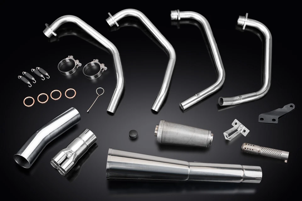 Silenciador megáfono clásico de acero inoxidable 4-1 escape completo Delkevic 1983 Honda CB1100F Foto 3 de 4