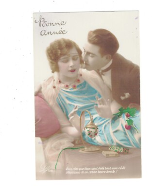 SE2434  LOVE COUPLE & VINTAGE PERFUME DISPENCER, DIFFUSER HAND TINTED RPPC