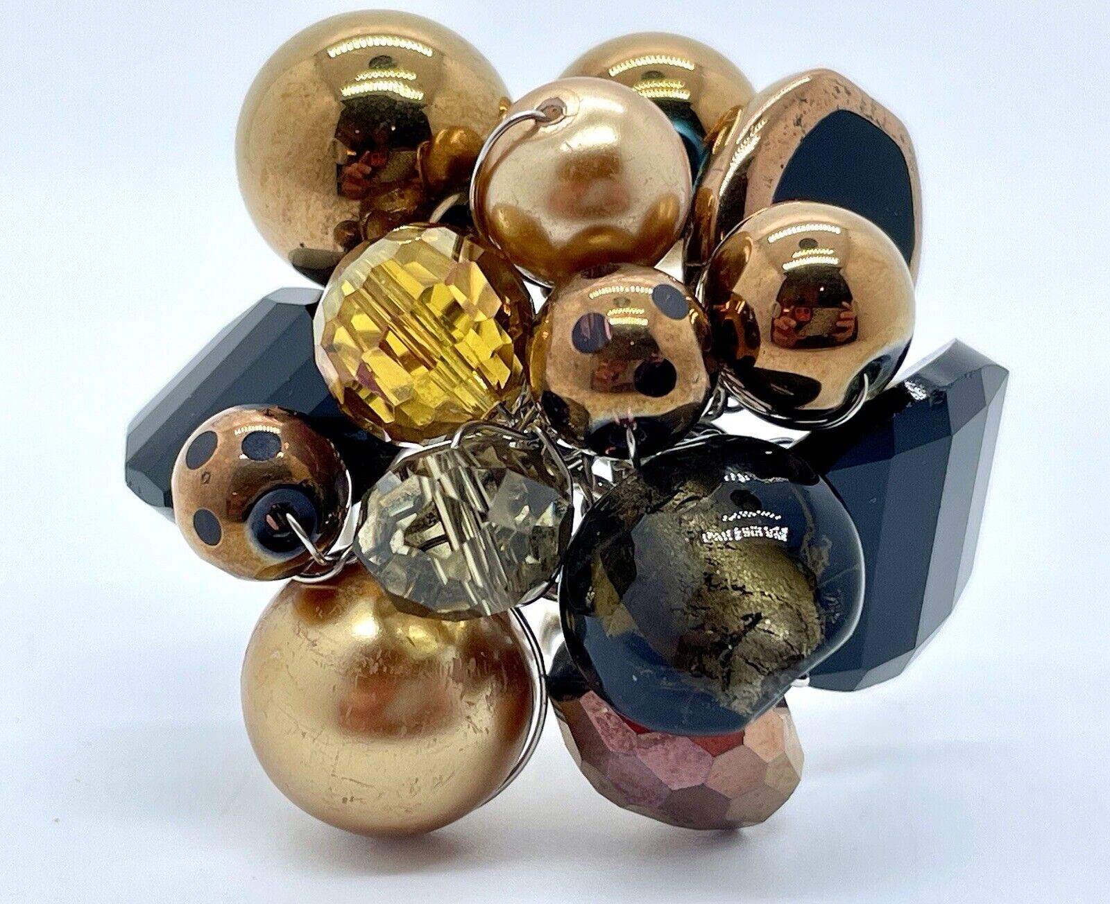 Vintage Large Statement Wire Wrapped Multi Glass … - image 1