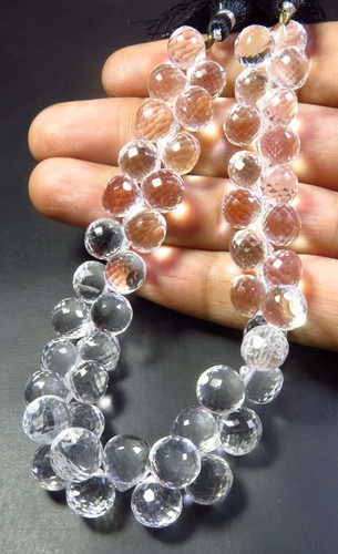 Top Crystal Briolette Faceted Natural Gems Onion Beads 7.5-8mm 8"Strand GV-4334 - Picture 7 of 11
