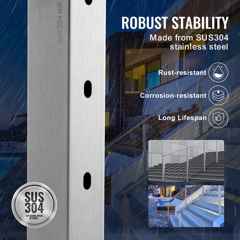 VEVOR Palo Ringhiera Foro Angolato Argento 106,7x5x5 cm 1JZLGZ1067556VUN5V0 - Immagine 3 di 4