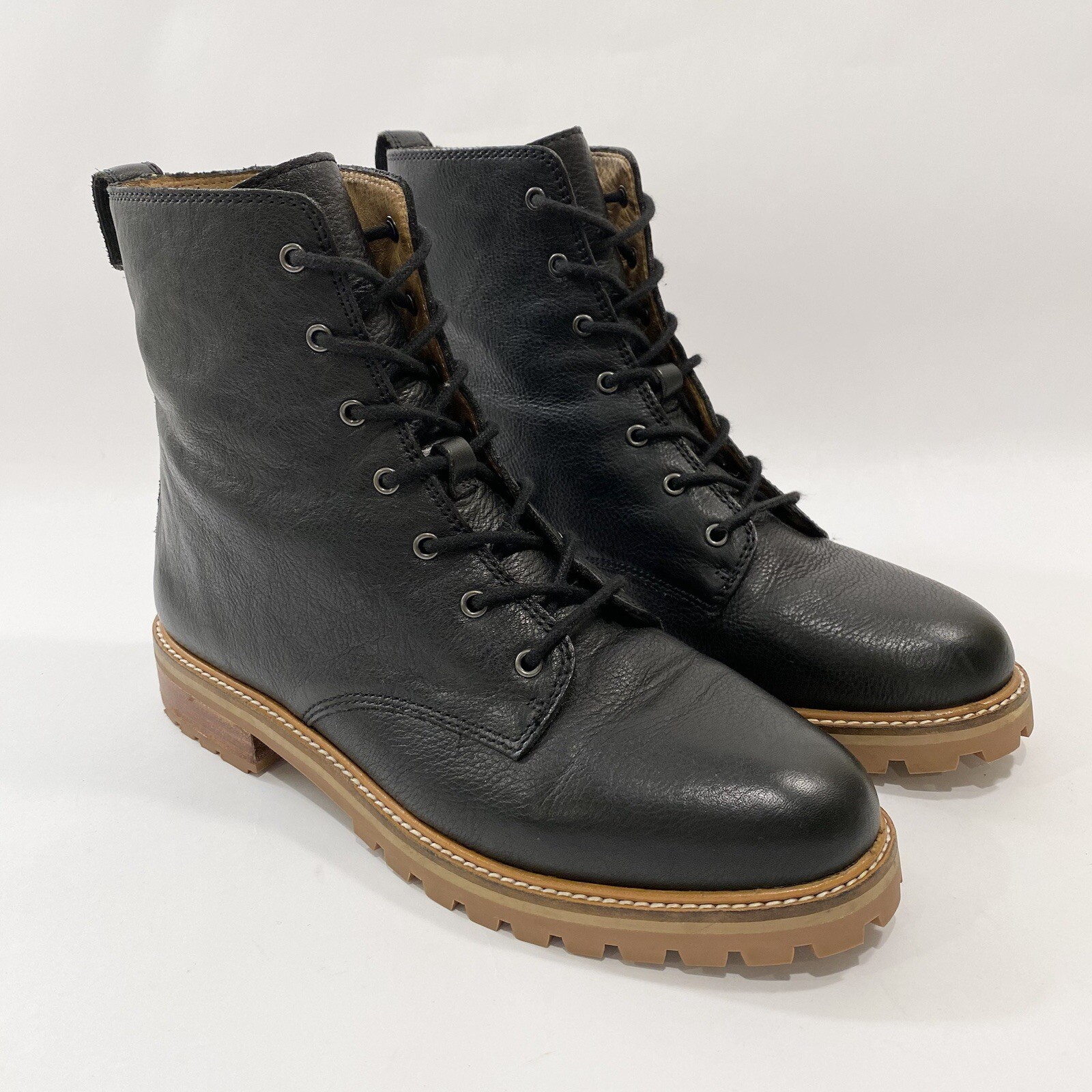 SAOLA Stivali da combattimento Madewell The Clair in pelle nera suola a strappo stringati taglia 8 *corre stretto*