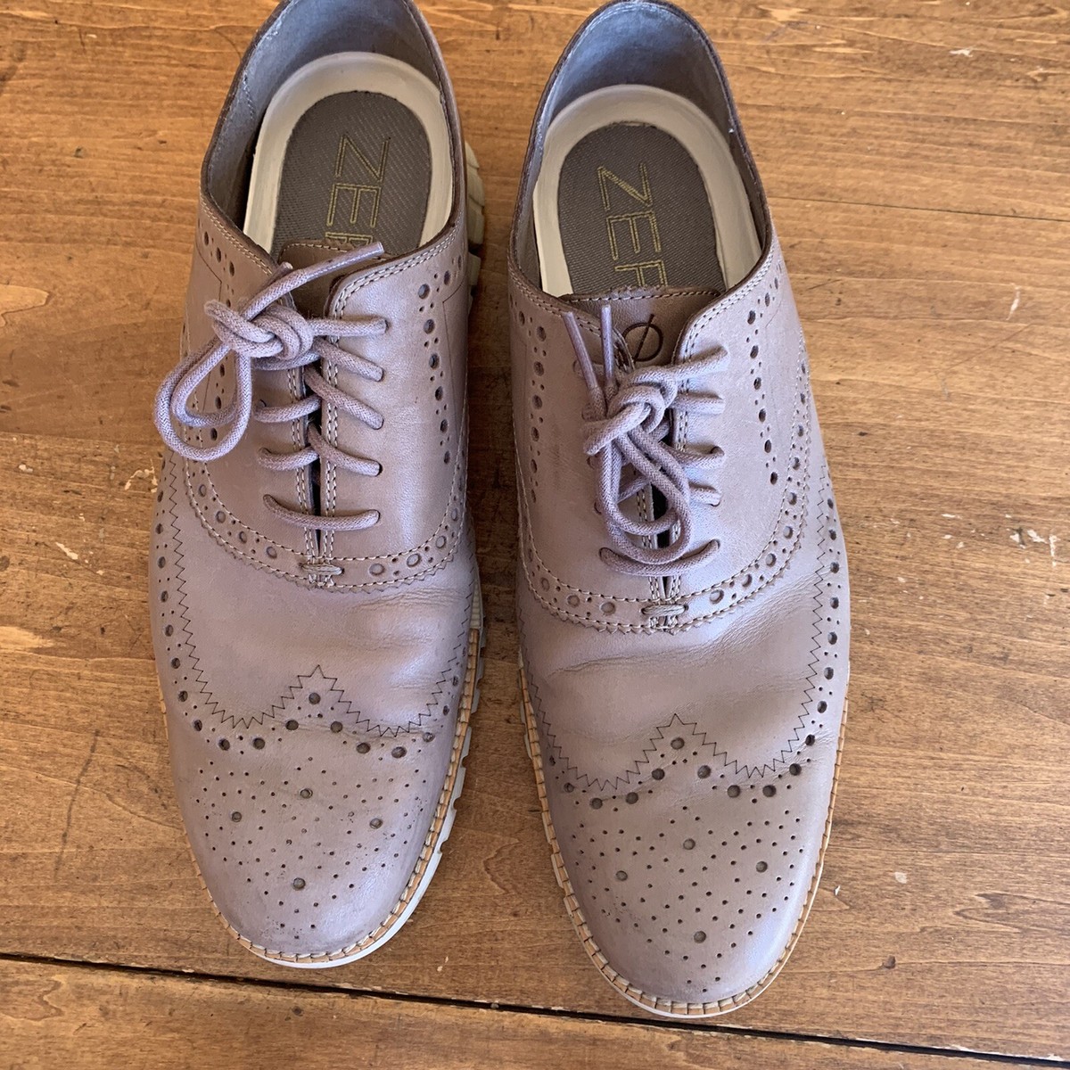 Cole Haan Men\'s Grey Wingtip Derby with White Lightweight Sole Cole Haan Grand Wingtip Oxford Shoe Derby Stone Sz 10.5 M  main image 3