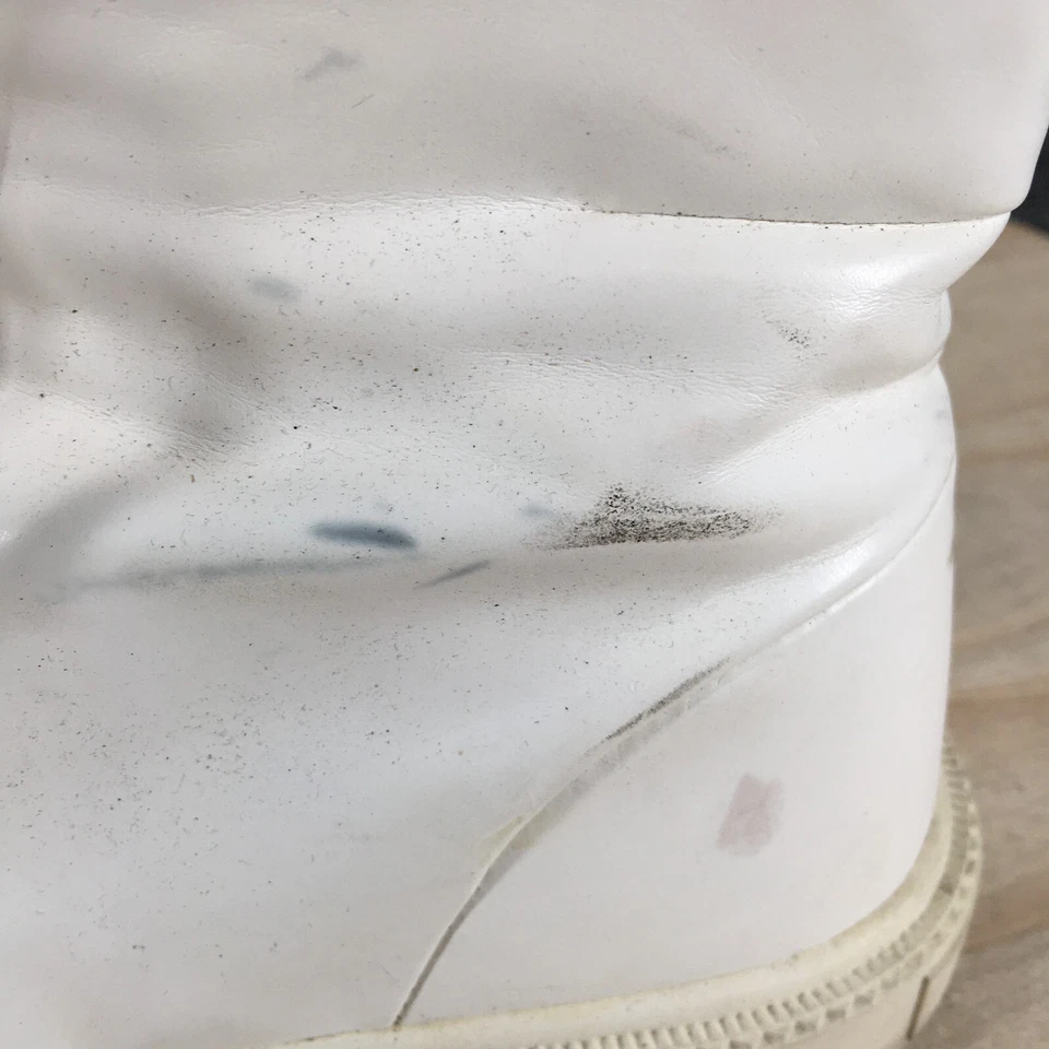 Zara Trafaluc Boots Womens 39 Ankle Chukka Lace Up 1679 White Leather Round Toe - Image 3 of 4