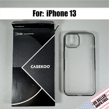 CASEKOO Case for iPhone 13 - Frosted Clear w/ Gray Frame | Portable Phone Stand