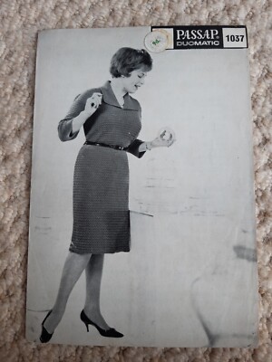 Passap Duo Maschinenstrickanleitung 1037 Damen Etuikleid Vintage 60er Jahre 
