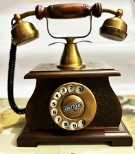 Western Telefon Messing Holz Handgemacht Vintage Nicht Funktionsfähiges Wohndeko