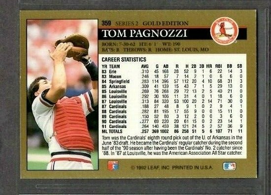 Tomo ページ TOM PAGNOZZI ST. LOUIS CARDINALS #359 no dot inc - LEAF NM