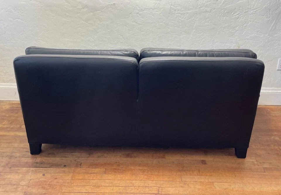 B&B Italia Antonio Citterio 适用于 Cina 双座黑色皮革沙发 — 第 4/4 张图片