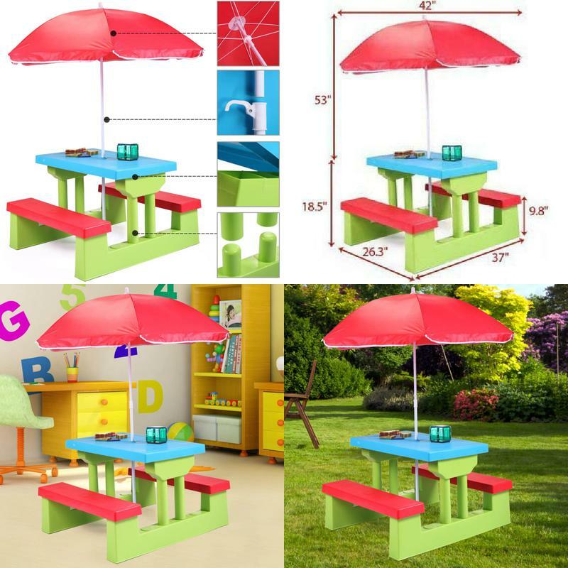 childrens bench and table set