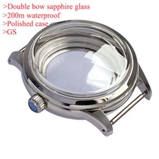 20Bar Polished Watch Case 40mm Fit NH35NH36NH34 SKX PT Double Bow Sapphire Glass