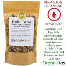 Organic Blood & Body Detox Tea - Cleanser + Purify Herbal 10 Herbs Mixture