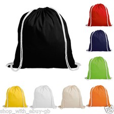 1 x COTTON DRAWSTRING RUCKSACK BACKPACK TOTE BAG - SCHOOL GYM PE BOOK BAGS - ECO