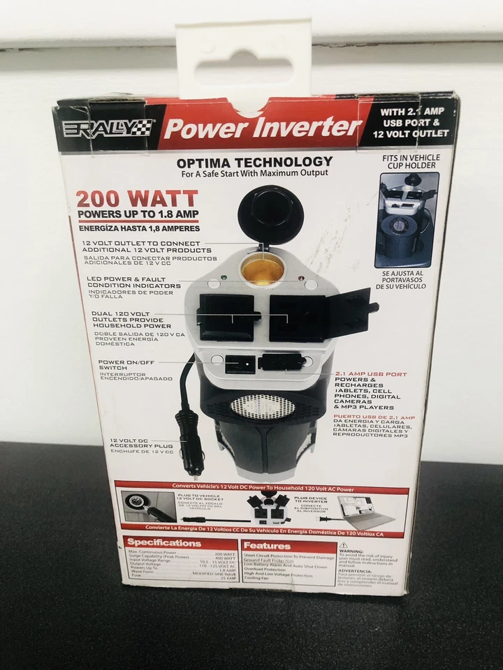 NEW Rally 7713 Power Can Inverter 200W Inverter, Travel 🧳 Inverter - Image 2 of 2