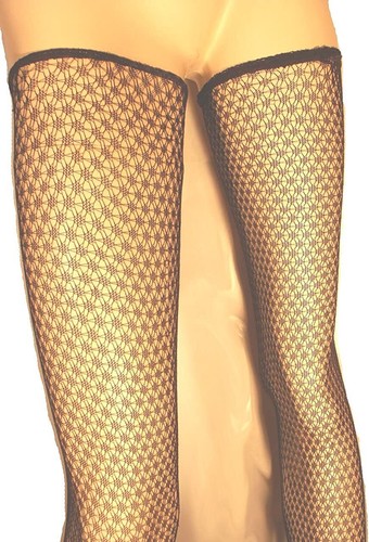 NEU Netzstrümpfe Overknee Fishnet-stockings halterlos XXL-Länge für 35-46 schwar - Bild 2 von 3