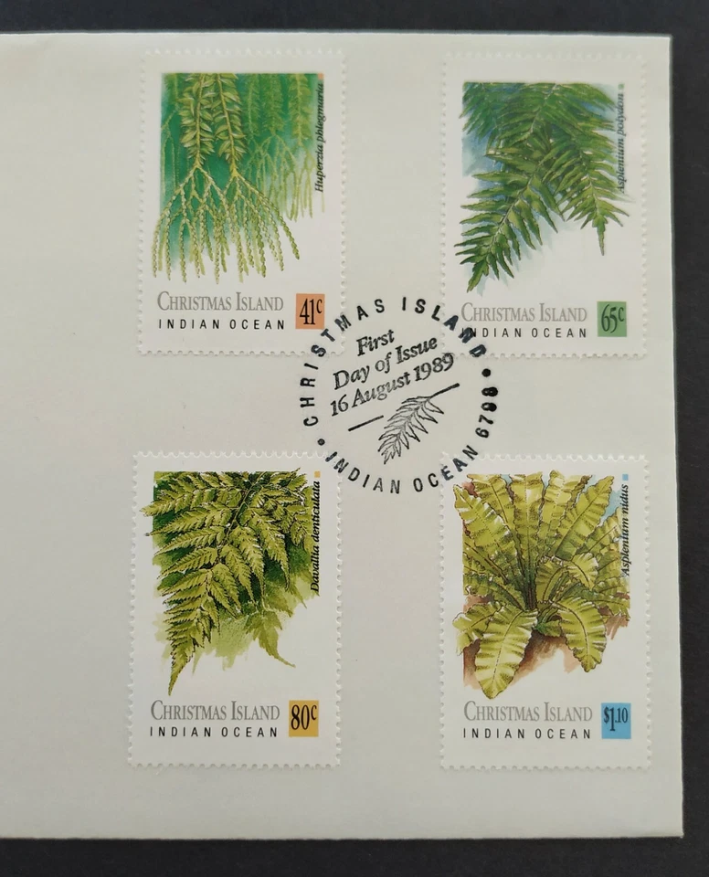 1989 Christmas Island Ferns Plants 4v Stamps FDC (Official Cover) Lot A - Image 2 of 3