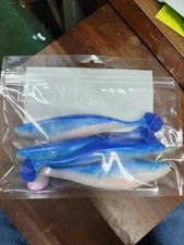 6 Inch Shad Paddle Tail - Blue and White, 4 pack