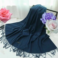 Echarpe bleu étole châle scarf femme cachemire laine top qualité bleu marine