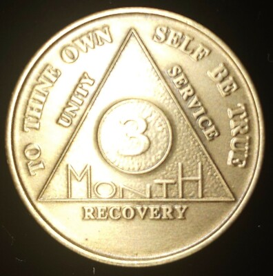 Alcoholics Anonymous AA 3 Month Bronze Medallion Coin Chip Token ...