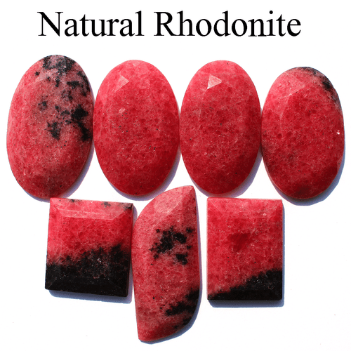424 Cts ~ 7 Pcs Natural Rhodonite Top Grade 27mm-44mm Faceted Cut Gemstones Lot - Picture 4 of 10