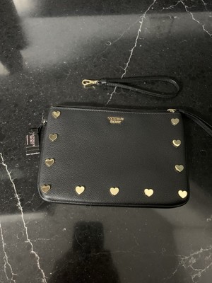 Victoria's Secret Gold Hearts Wristlet Clutch Pouch