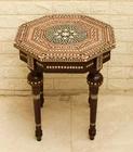 Moroccan Mother of Pearl Inlay Coffee Table - Handmade Octagonal Side Table