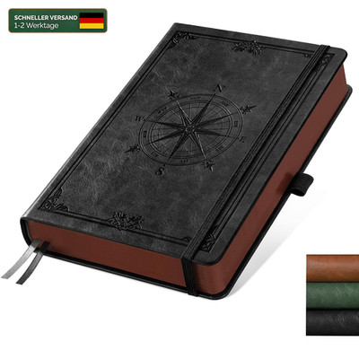Notizbuch A5 Dotted 100g/m² 320 Seiten Schwarz Bullet Journal flach aufklappbar