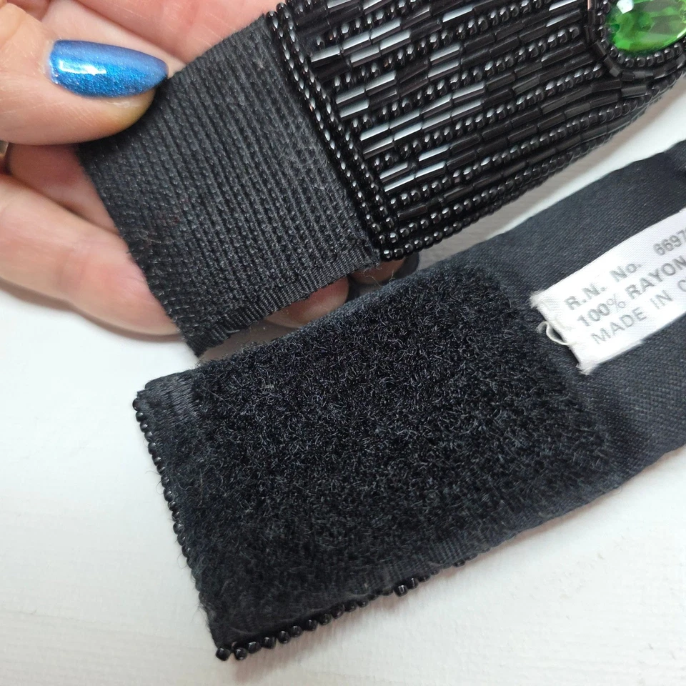 Michelle Stuart Vintage Black Beaded Embellished Gemstone Belt ML Golden Girls - Image 4 of 4