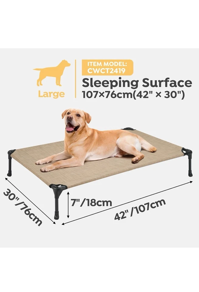 Veehoo pacote com 2 camas de cachorro levantadas, cama de cachorro elevada de resfriamento, berço portátil para animais de estimação - Imagem 3 de 4
