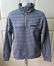 Simply Southern Blue  White Striped Quarter Zip Sweatshirt Casual Women's 2XL