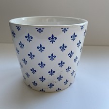 Plant Pot Houseplant Indoor Plant Pot White Blue Pattern Modern W: 12cm  D: 10cm