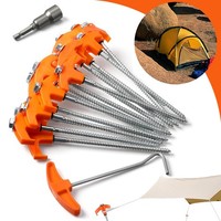 15X Zelt Heringe Stahl Schraubheringe Robuste ErdnäGel Gewinde FüR Camping