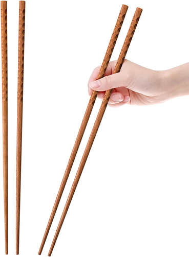 16.5 Inches Cooking Chopsticks, 2 Pairs Wooden Long Chop Sticks Reusable for Noo - Picture 12 of 12