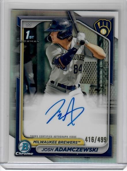Josh Adamczewski 2024 Bowman Chrome #CPA-JAI Refractor Auto 1st /499