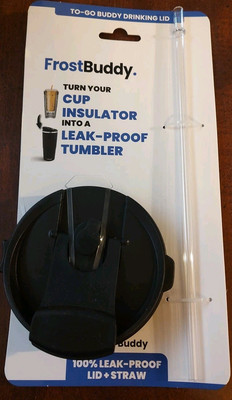 FROSTBUDDY TO-GO BUDDY DRINKING LID W/STRAW 100% LEAK PROOF Black