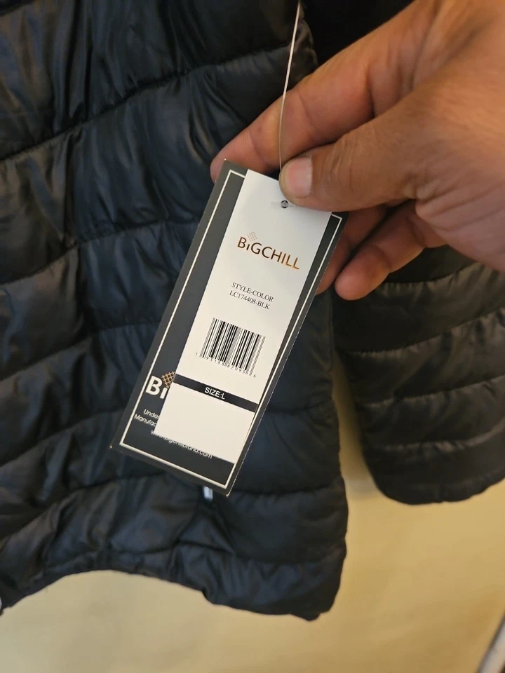 Chaqueta Big Chill para mujer grande negra cremallera completa bolsillo acolchado cuello falso sin capucha Foto 2 de 4