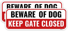 2PC Beware of Dog Sign, 10 x 3.5 Inches - Aluminum - Keep Gate Closed Signs f...