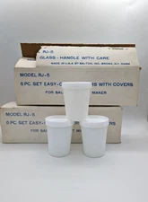 2 New Sets of 5 (10) RJ-5 Milk Glass Cups w/ Lids for Salton Yogurt Maker GM-5