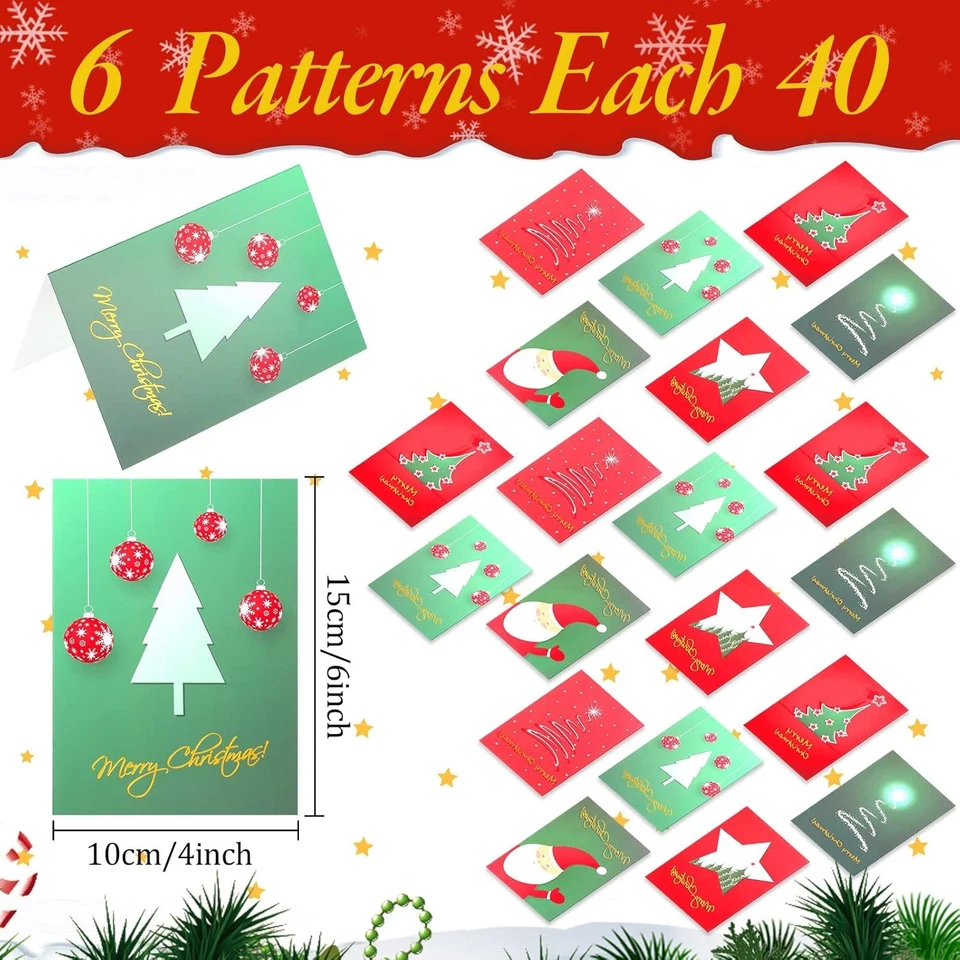 Tarjetas de Navidad con Pegatinas Feliz Navidad Tarjetas de Felicitación Clásicas 240 Set Foto 4 de 4