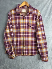 Lake & Trail Men’s XL Flannel Shacket Purple Gold Plaid RN48711 Button Down