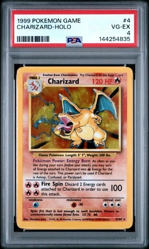 1999 POKEMON BASE SET UNLIMITED #4 CHARIZARD-HOLO PSA 4