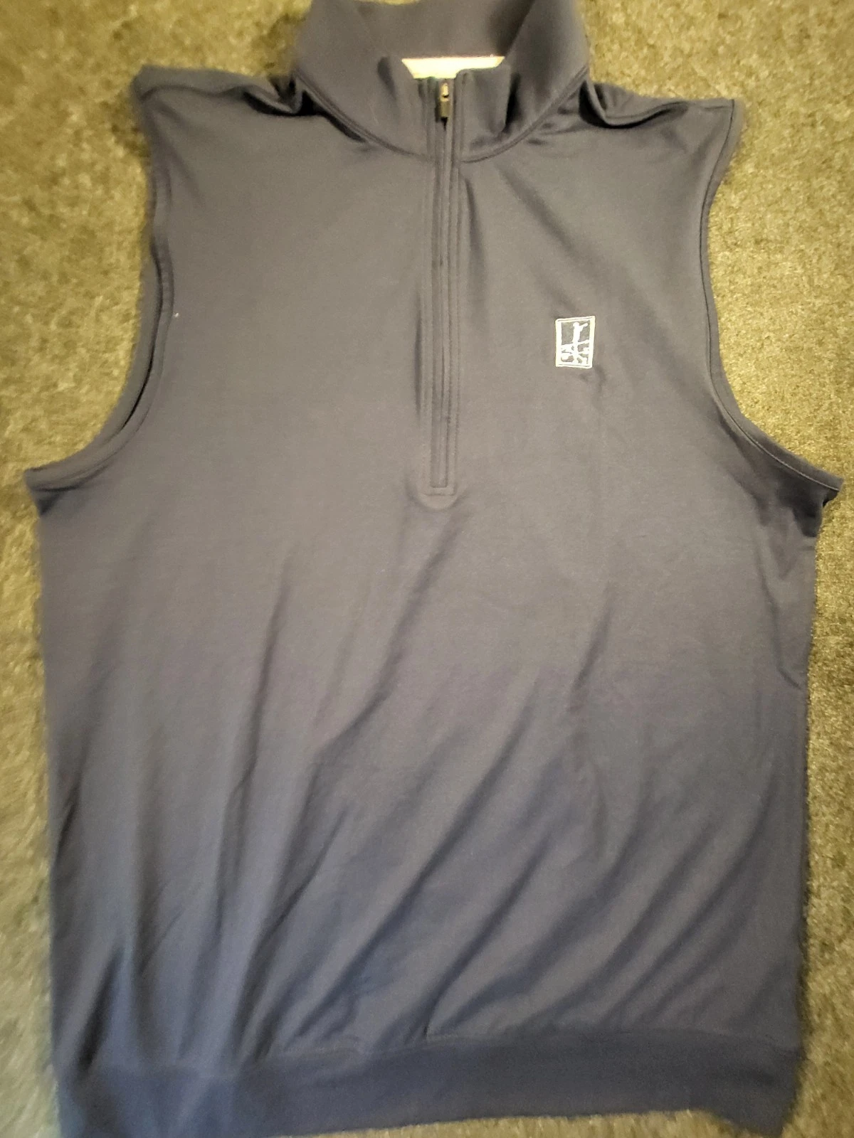 Straight Down 1/4 Zip Vest Men's Medium Blue Logo