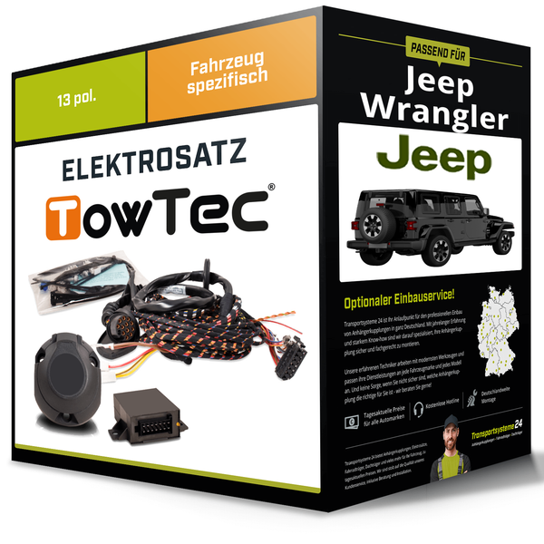 Elektrosatz 13-Pol Spezifisch für Jeep Wrangler 11.2017-Jetzt NEU Towtec-image