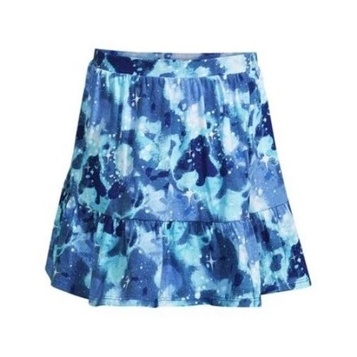 Lands End Girls XL Tiered Skort Moonstone Blue Galaxy Layered Elastic Waist NWOT