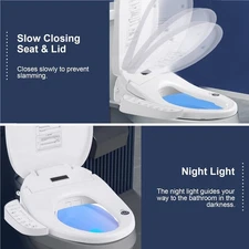 Bidet Toilet Seat Electric Warm Water Smart Heated Bidet with Warm Air Drying US